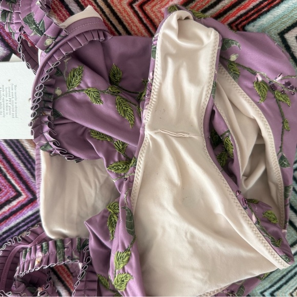 Agua by Agua Bendita Purple One Piece Swimsuit Floral Design - Picture 4 of 4